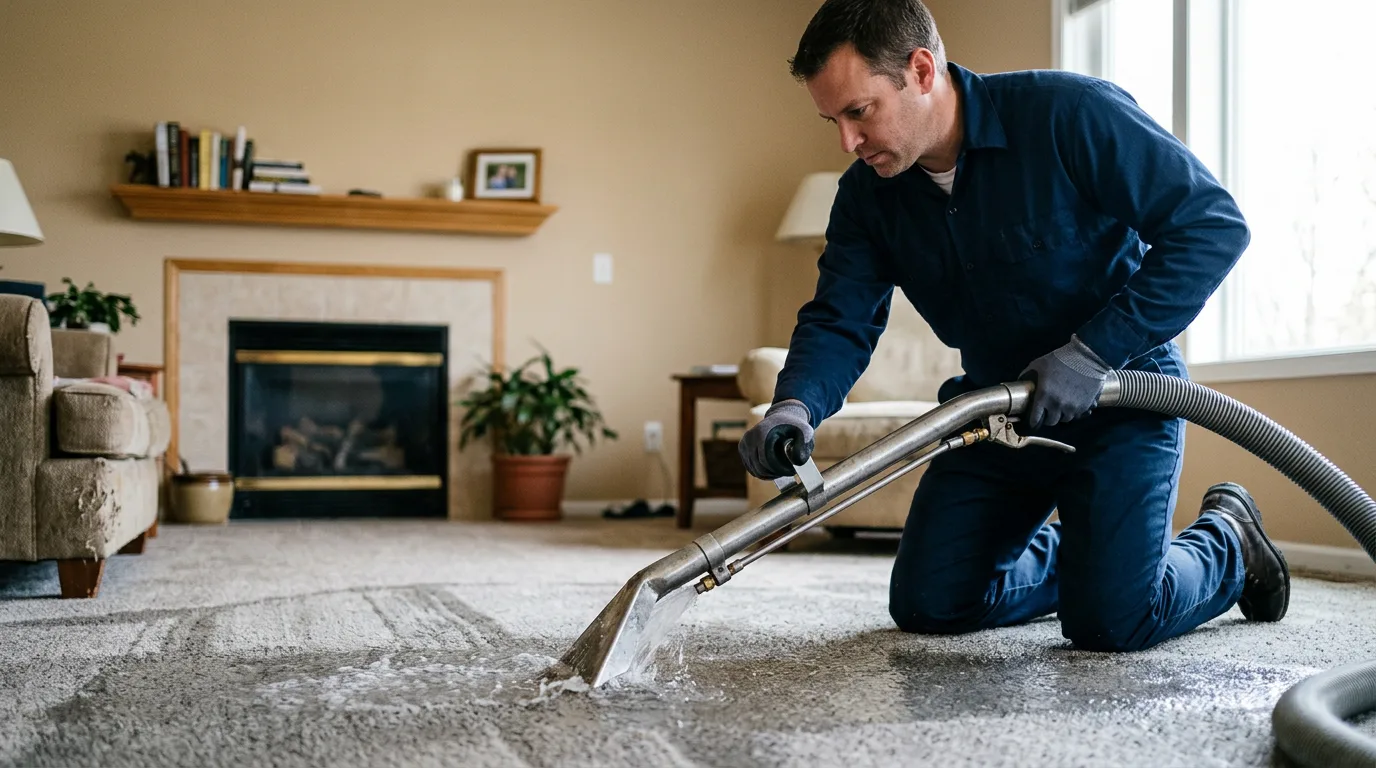 Water damage restoration technician working near Thornfield, MO